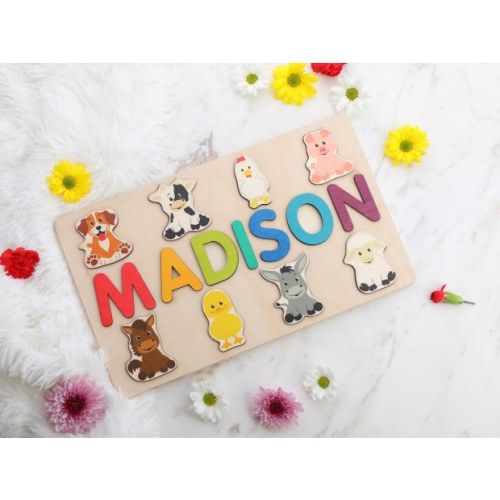 Play Wood Name Puzzle Personalized Farm Animals Name Puzzle