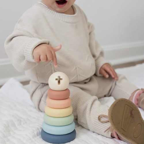 christian cross stacker toy — six notes clothing