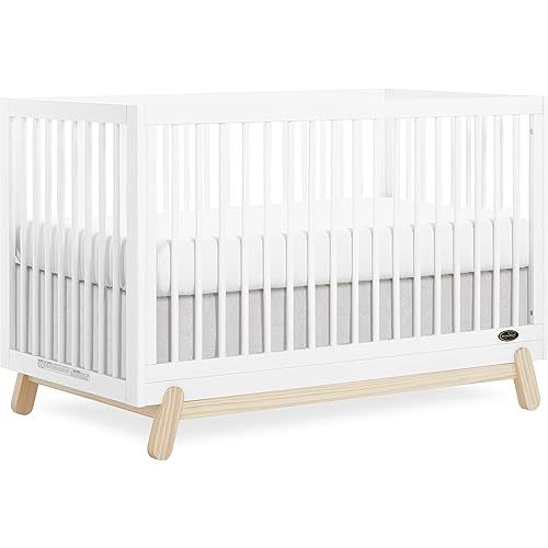 Hygge 5-in-1 Convertible Crib in Weathered Vintage Oak, JPMA & Greenguard Gold Certified, Made of Sustainable Pinewood, Easy to Clean, Safe Wooden Nursery Furniture