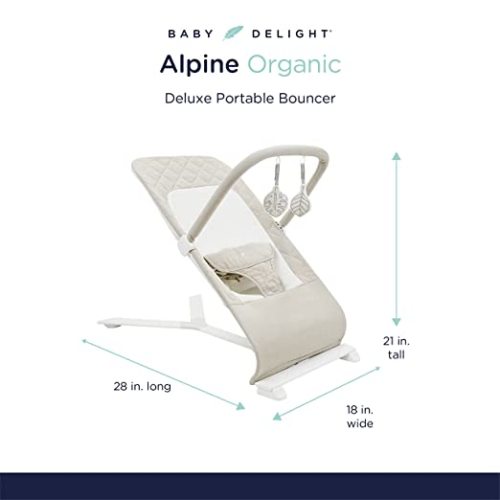 Baby Delight Alpine Deluxe Portable Infant Bouncer - 100% GOTS Certified Organic Cotton Fabric, Organic Oat
