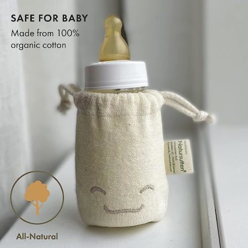 Natursutten PaciPouch - Natursutten Pacifier Storage Bag and 3.5oz Baby Bottles Cover - 100% Organic Cotton Pacifier Holder - Machine Washable
