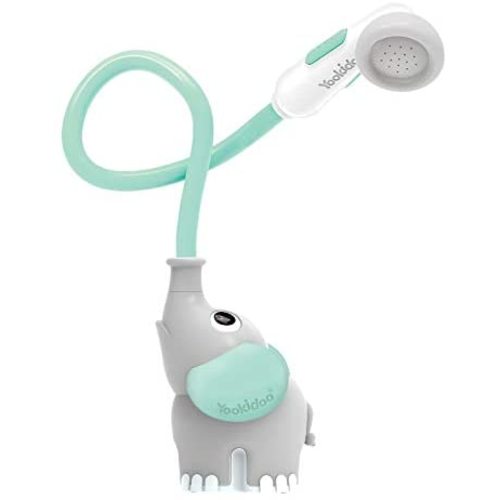 Yookidoo Baby Bath Shower Head - Elephant Water Pump with Trunk Spout Rinser - Control Water Flow from 2 Elephant Trunk Knobs for Maximum Fun in Tub or Sink for Newborn Babies (Turquoise)