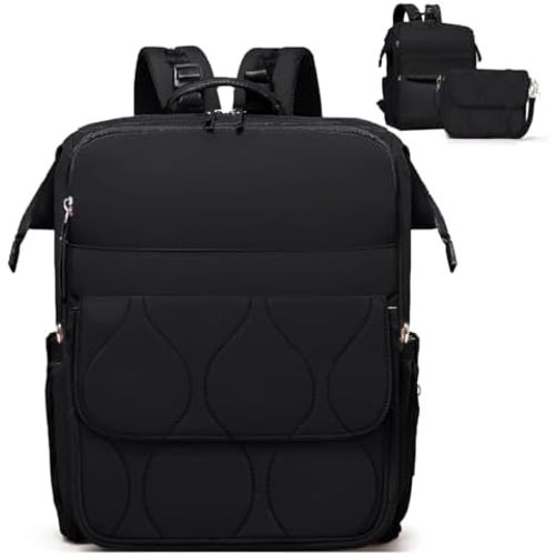 miss fong Diaper Bag Backpack - Baby Diaper Bag Travel Diaper Backpack with Diaper Changing Pad Large Capacity Baby Backpack with 12 Pockets for Mom & Dad -Black