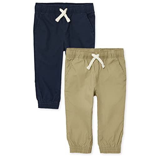 The Children's Place,Baby-Boys,and Toddler Stretch Pull on Jogger Pants,Flax/Tidal 2-Pack,18 Months,24 Months
