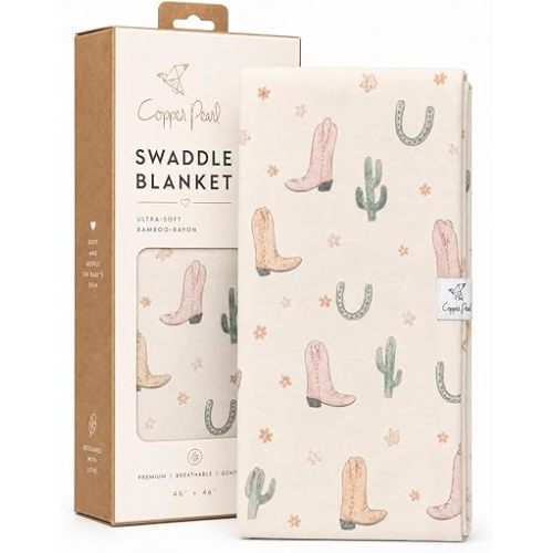 Copper Pearl Swaddle Blankets for Newborns | Soft Stretchy Receiving Blankets for Boys and Girls | Large 46 x 46 Inch Baby Blankets | Lightweight and Breathable Swaddles | Cheyenne
