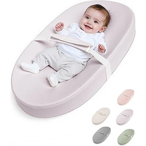 COMOMY Baby Changing Pad with Wipeable & Waterproof PU Cover, Contoured Diaper Changing Pad for Dresser with Non-Slip Safety Belt, Portable and Lightweight, Large Cushioned Foam, Lavender