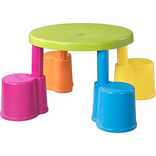 Swivel & Sit Table and Stools Set, Kids Plastic Table, Vibrant