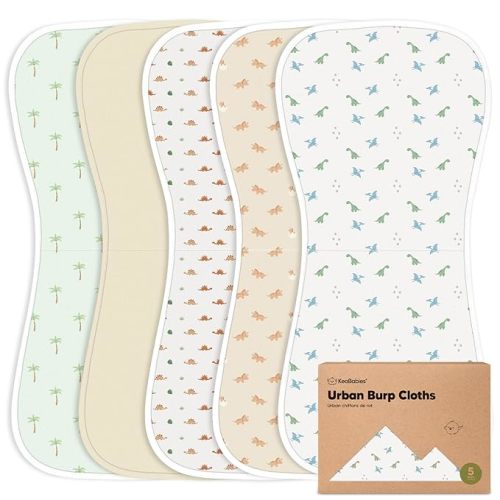 Organic Burp Cloths Baby Boy & Girl - 5-Pack Super Absorbent Cotton Burping Cloths for Babies, Soft & Plush Newborn Spit Up Rags, Infant Towels for Milk Spit Up, Unisex, Large 21" x 10" (Roarsome)