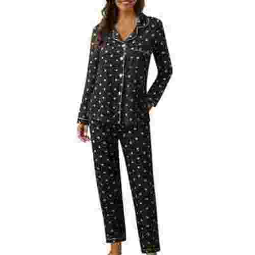 Bramtres Pajama Sets for Women 2 Piece Button Up Pajamas Lapel Button Polka Dots Print Two Piece Long Sleeve Pajamas Pajamas Suit Womens Loungewear Set Womens Pajama Sets Black L