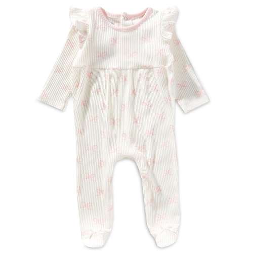 Mud Pie Baby Girls 3-9 Months Long Sleeve Bow-Printed Footed Coverall