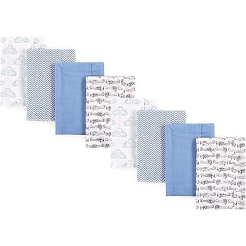 Hudson Baby Cotton Poly Flannel Burp Cloths Multipack, Airplane 8-Pack, One Size
