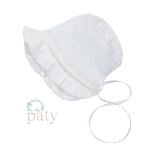 Paty Knit Bonnet with Chiffon Trim #118CH