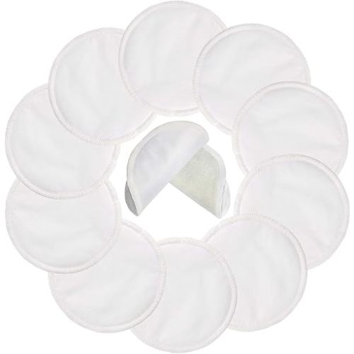 PINOWU Reusable Nursing Pads (10 Pack) for Breastfeeding Moms - 4.7 inch Washable Breastfeeding Nipple Pad for Maternity with Laundry Bag