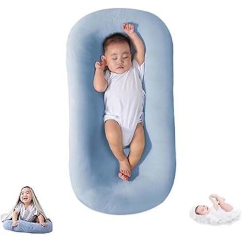 Baby Lounger Soft Cotton Bionic Design Lounger for Infant Baby 0-24 Months, Newborn Babies Shower Gifts (Bluebell Baby Lounger)