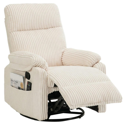 Manual Small Recliner Rocking Chair For Nursery/relaxation, Corduroy Swivel Glider Recliner For Living Room Bedroom, Grey Rocking Chair Nursery Recliners For Small Spaces, Side Pockets (gray) | Wayfair