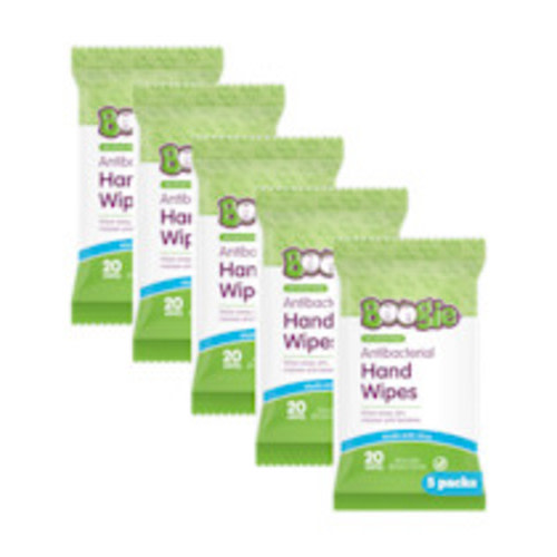 Boogie Antibacterial Hand Wipes (5 Pack) - Green, 20