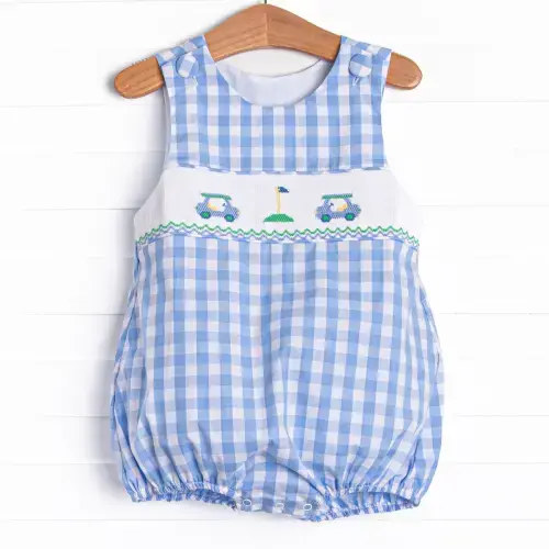 Country Club Cruisin' Smocked Bubble, Blue – Stitchy Fish