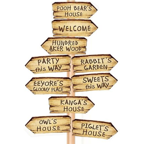 20PCS Winnie Arrow Signs Double-Side Directional Sign For Classic Pooh Baby Shower Decorations Winnie Birthday Decor Party Lawn Sign