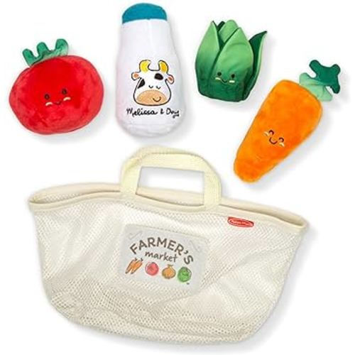 Melissa & Doug Multi-Sensory Market Basket Fill & Spill Toy - Pretend Play Food Menus Grocery Toys, Sorting And Stacking Multi-Sensory Toys For Infants And Toddlers Ages 1+