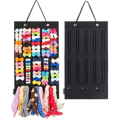 Baby Girl Hair Bows Holder, Hair Clips Storage Hanger For Ribbons, Hair Bows Organizer, Baby Hair Clip Storage Display Sturdy Stand, Wall Hanging for Girl Room (Black, Small)