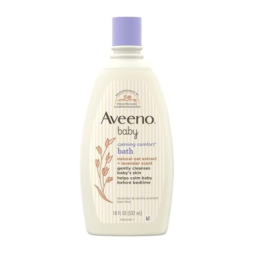 Aveeno Baby Nighttime Calming Comfort Bath, Baby Body Wash for Skin & Hair with Natural Oat Extract, Soothing Lavender & Vanilla Scent, Tear-Free Formula, No Added Parabens & Phthalates, 18 Fl Oz