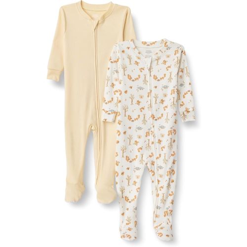 Amazon Essentials x Sofia Grainge Unisex Toddlers and Babies' Snug-Fit Cotton Footed Pajamas, Pack of 2