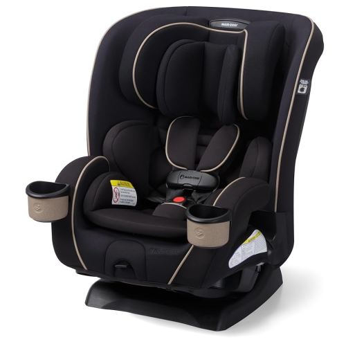 Maxi-COSI Kani 4-in-1 Infant Kids Convertible Car Seat, Rear-Facing, Forward-Facing, Booster, Slim 3-Across Fit, Magnetic Buckle, 5-Position Recline, Fits 5-100 lbs, 19-57 in, Caspian Caviar