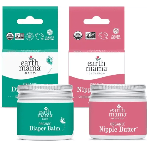 Earth Mama Nipple Butter™ & Diaper Balm | Nipple Cream & Organic Skincare for Baby | Breastfeeding & Postpartum Essentials Bundle
