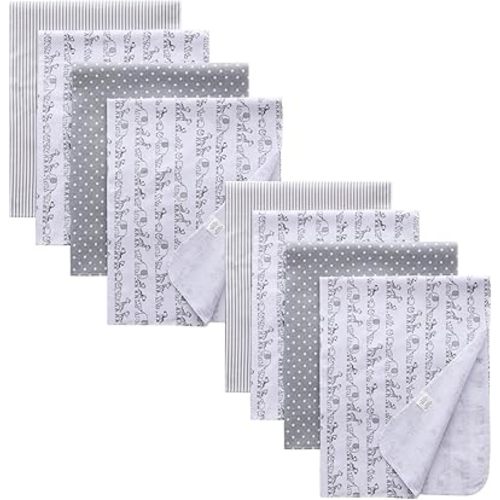 Gina Era 8 Pcs Baby Swaddle Blankets, Cotton Flannel Receiving Blankets, 30x30 Inch, Boy Girl (Style-10)