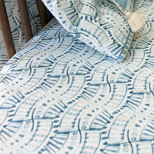 Crane Baby Soft Cotton Crib Mattress Sheet, Fitted Sheet for Cribs and Toddler Beds, Indigo Blue, 28”w x 52”h x 9”d