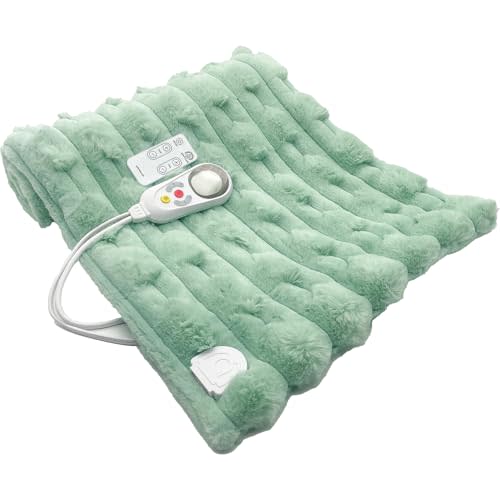 Smart Control Heating Pad with Child Lock – Luxury Electric Heating Mat for Back, Neck, Legs, and Muscle Relief – Gift for Women, Moms,Girlfriends, Olders (15.7 * 31.5Inch, Light Green)