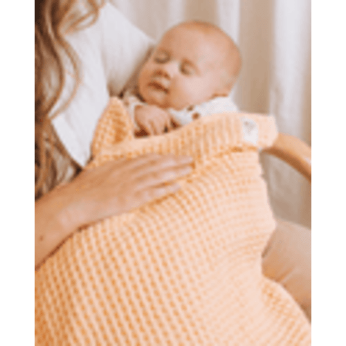 Little Fishies Waffle Blanket - Peach Fuzz | Sand Cloud