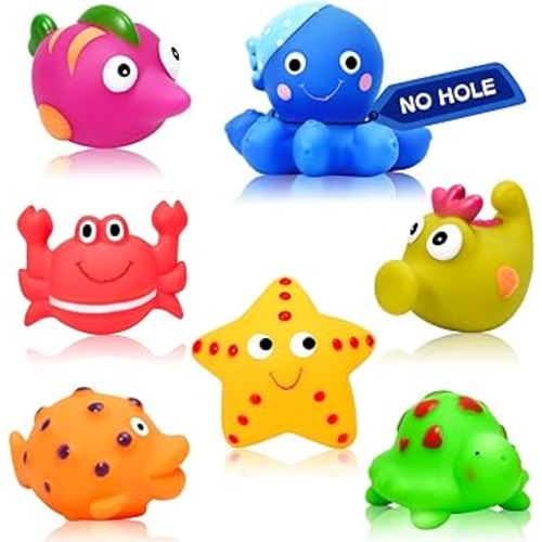 Mold Free Baby Bath Toys - 7 Pcs No Mold No Hole Ocean Animals Bathtub Toys for Toddlers 1-3/Infants 6-12-18 Months,Water Table Toys Shower Toys Pool Toys for 1 2 3 4 Year Old Boys Girls Kids