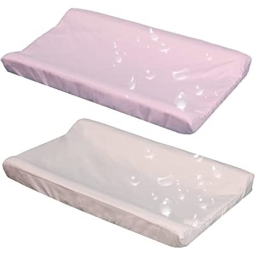 2 Pack Waterproof Changing Pad Cover, Soft Microfiber Diaper Change Table Sheets for Baby Boys and Girls, Fit 32" x 16" Changing Pad, Machine Washable Durable, Pink & Apricot