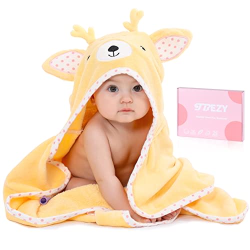 TBEZY Baby Hooded Towel with Unique Animal Design Ultra Soft Thick Cotton Bath Towel for Newborn (Fawn)