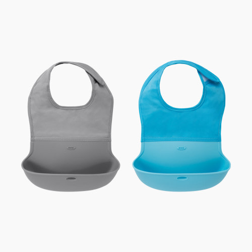 OXO Tot Roll Up Bib (2 Pack) - Grey/Aqua