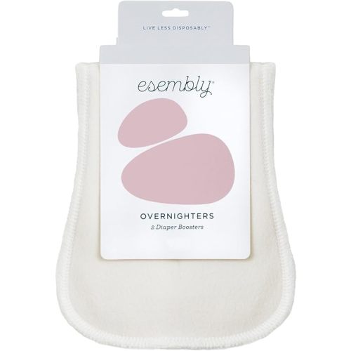 Esembly Overnighters, Cloth Diaper Doubler, Absorbency Booster, Reusable Organic Cotton Diaper Stay-Dry Liner for Nighttime or Heavy Wetters, Super Thirsty Cloth Diaper Insert, One Size, Pack of 2