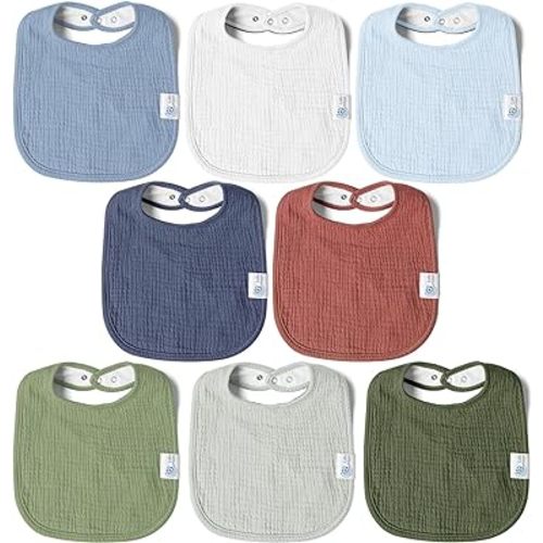 Muslin Baby Drool Bibs - Absorbent Bandana Bibs 100% Cotton for Drooling Baby Girls Boys