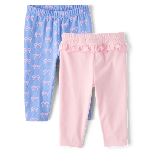 Baby Girls Bow Ruffle Leggings 2-Pack - Purple