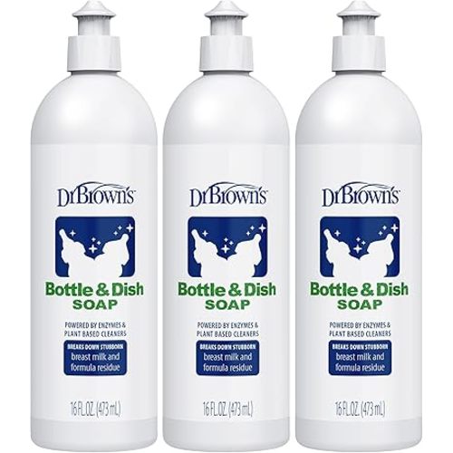 Dr. Brown's Bottle & Dish Soap for Baby Bottles and Baby Accessories, Plant-Derived, Fragrance-Free, 16 fl oz, 3 Pack