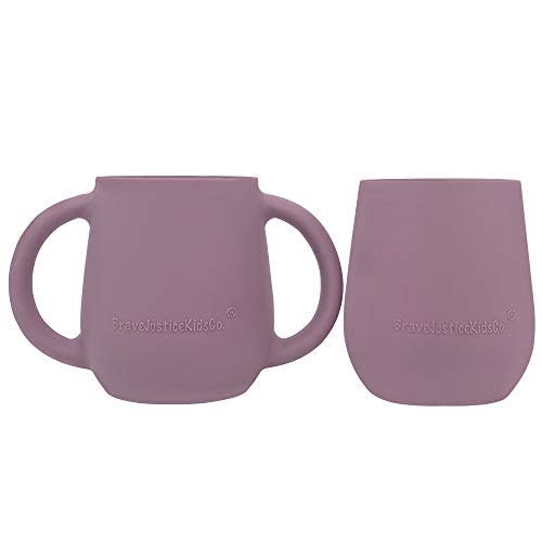 BraveJusticeKidsCo. | Teenie Tiny™ Silicone Developmental Baby-Led Weaning Drinking Cups (2 pack) (Mauve)