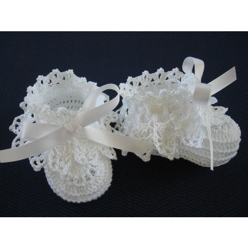 Crochet Baby Booties - Baby Booties Girl - Christening Baby Shoes - Christening Crochet Baby Girl Newborn White Antique Lace