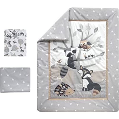 Bedtime Originals Little Rascals Forest Animals 3 Piece Crib Bedding Set, Gray/White