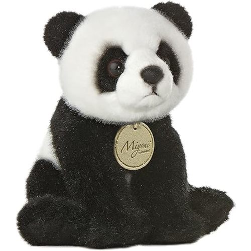 Aurora® Realistic Miyoni® Panda Stuffed Animal - Lifelike Detail - Cherished Companionship - Black 7.5 Inches