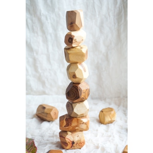 Natural wooden toy Stacking rocks Balancing stones Toddler building blocks Wood rocks set Tumi Ishi Gift for boy Present for girl Handmade