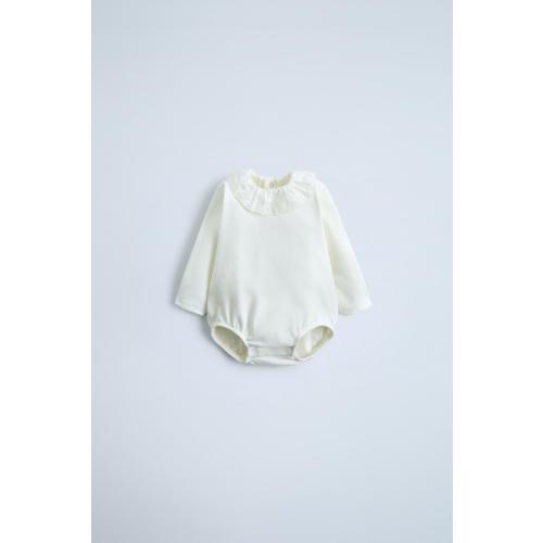 COMBINATION PLUSH BODYSUIT WITH PETER PAN COLLAR - Oyster-white | ZARA United States