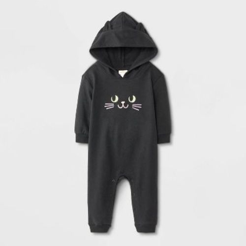 Baby Halloween Cat Hooded Romper - Cat & Jack™ Black