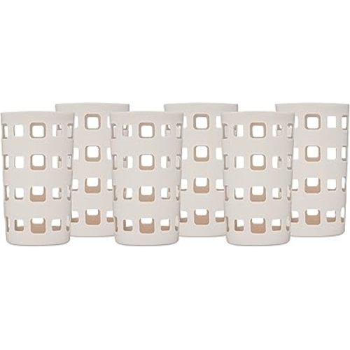 Silicone Glass Water Bottle Sleeves - 6-Pack of Protective Holders 16-18 oz Capacity - Anti-Slip Protection for Beverage Containers - Insulating Carriers for Smoothies and Juices (Pearl Grey)