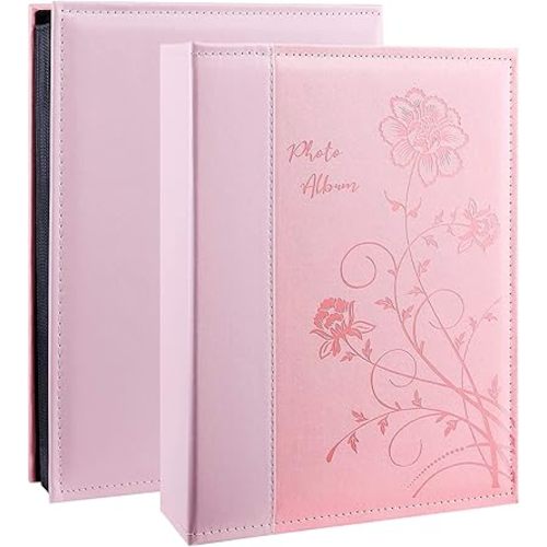 Artmag Photo Album 4x6 300 Photos, Extra Large Capacity Leather Cover Wedding Family Photo Albums Holds 300 Horizontal 4x6 Photos(Pink)