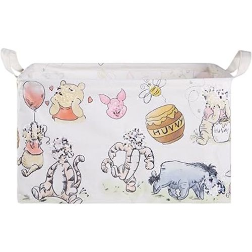 Bear Nursery Storage Basket, Large Hamper Canvas Laundry Basket Foldable With Waterproof Pe Coating, For Kids Boys And Girls, Bathroom, Bedroom, Clothes, Toy Bin (Rice white)